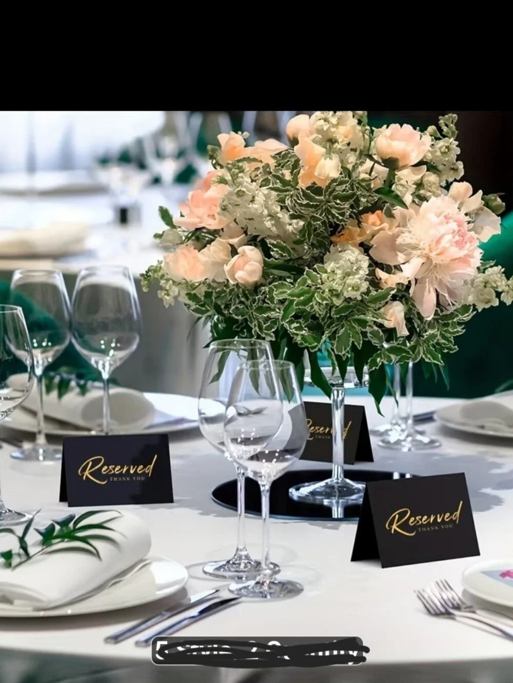 NEW TABLE RESERVE SIGNS 10 PER PACKAGE WEDDINGS/RECEPTION BLACK & GOLD 8 x 6